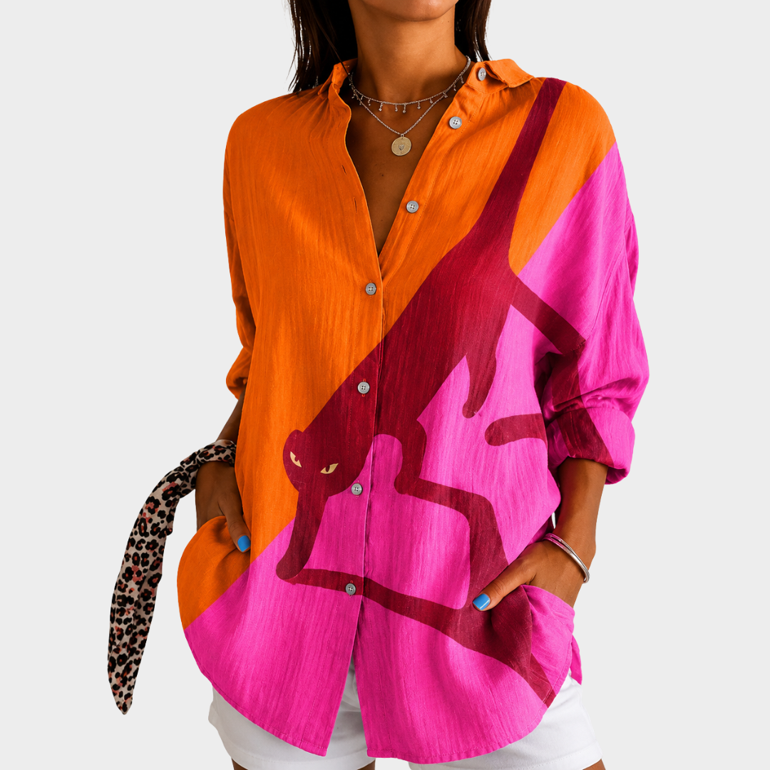 Warm-Toned Safari Print Blouse