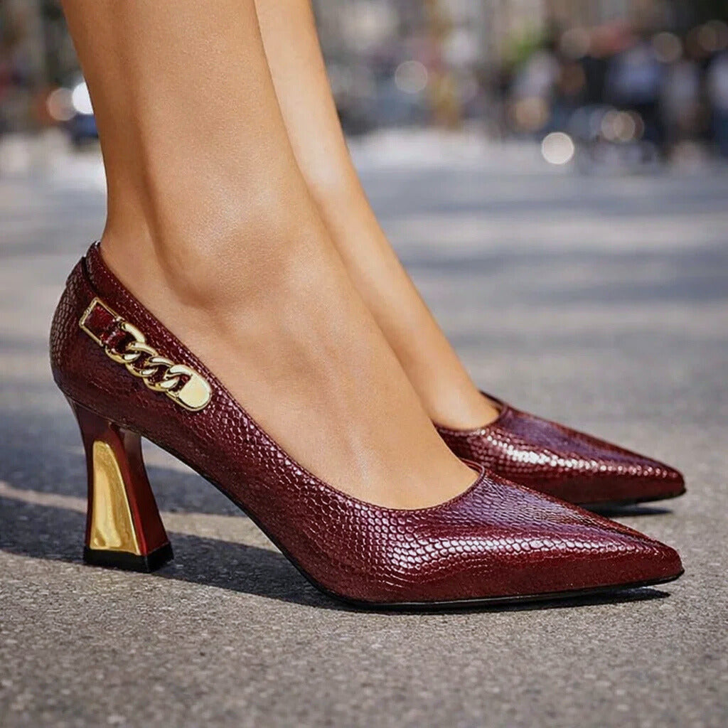 Alessia | Heels with Gold-Tone Heel Cap