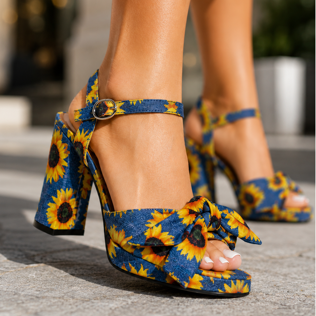 Bella | Sunflower Denim Heels