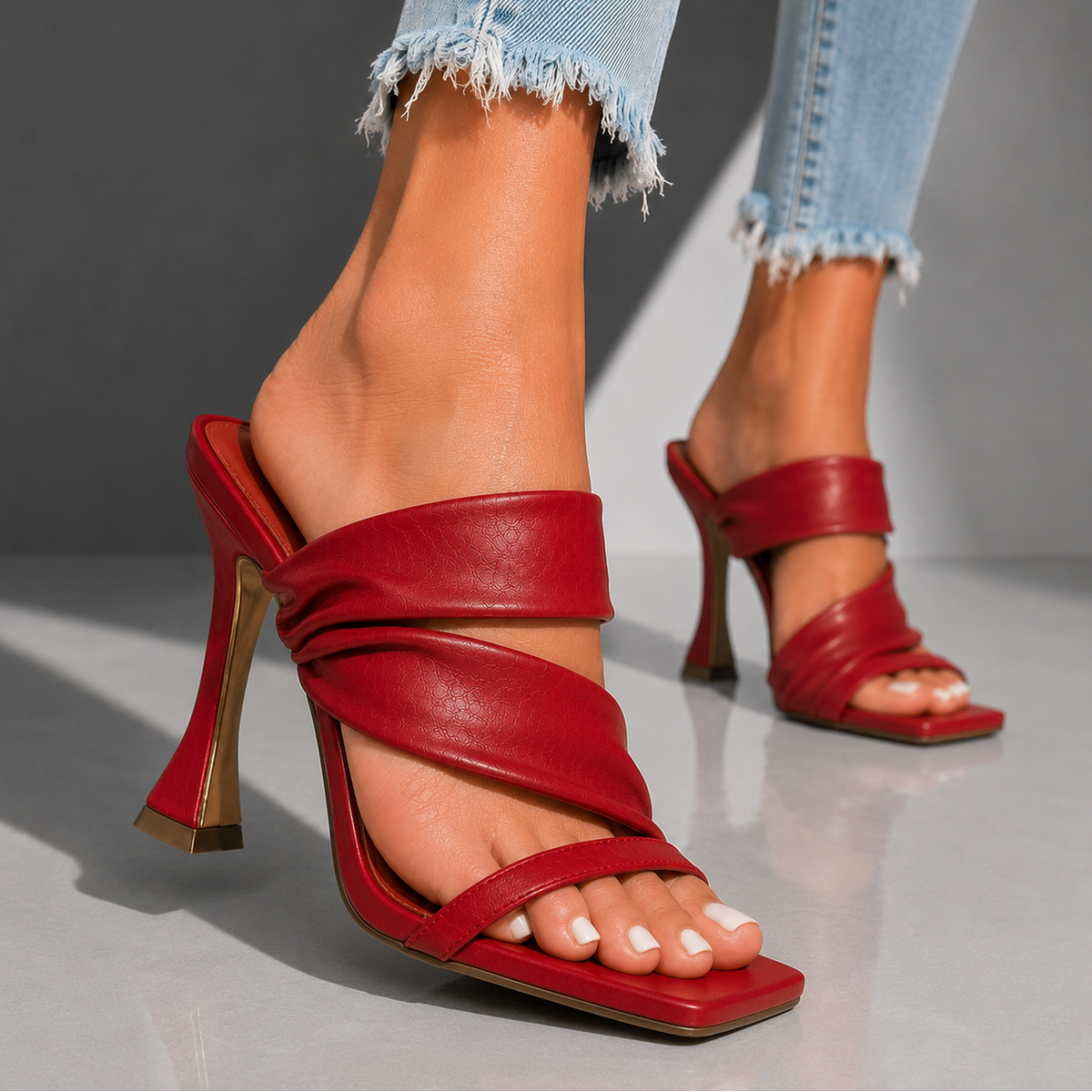 Serena | Crossover Strap Heeled Mules