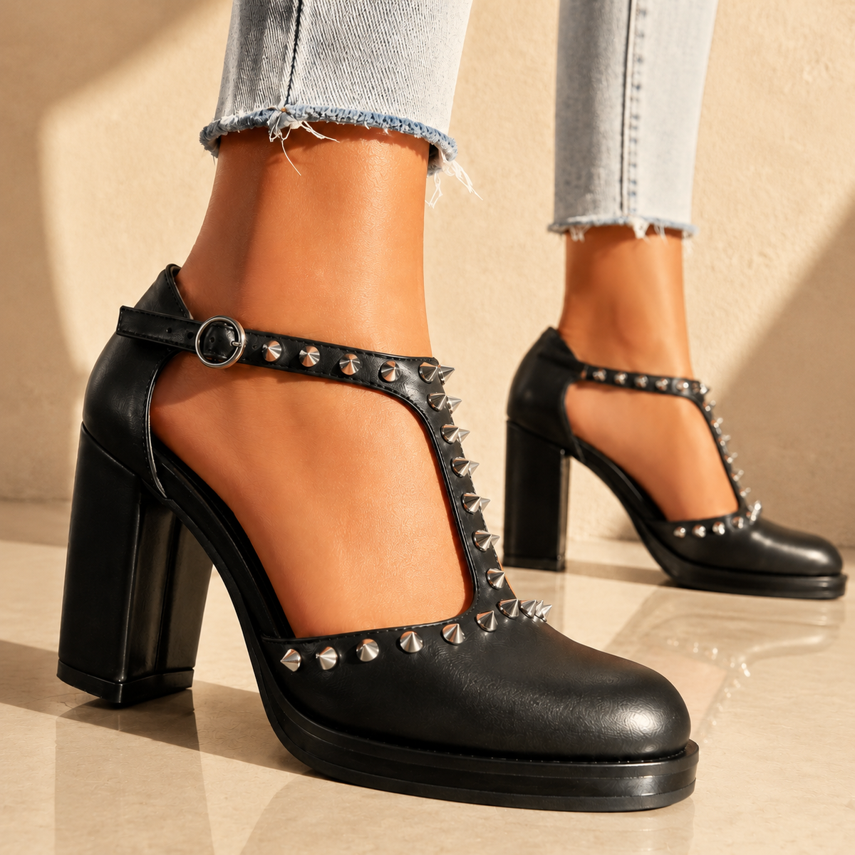Rhianna | Retro Studded Heels