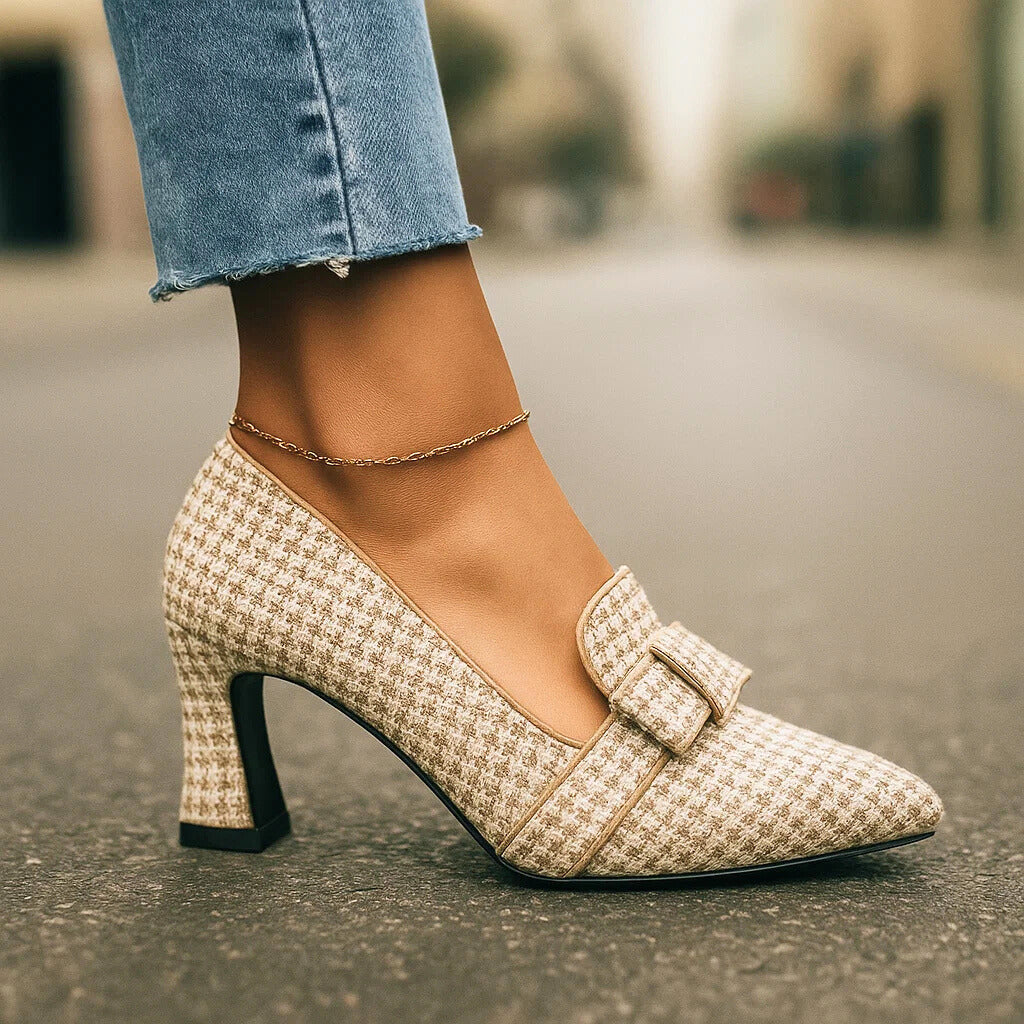 Penelope | Houndstooth Bow Heels