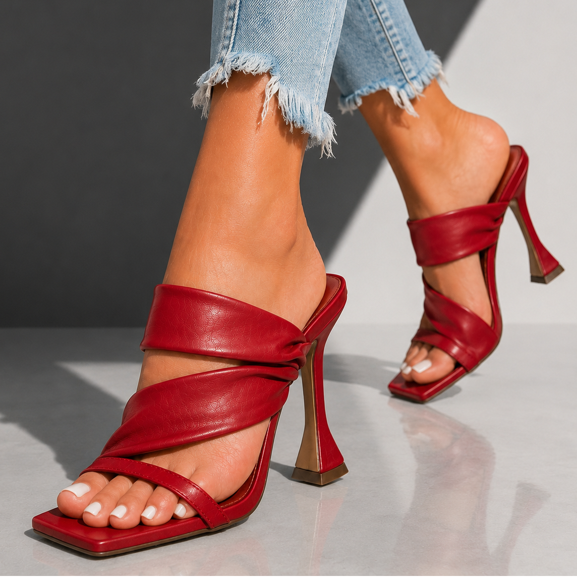 Serena | Crossover Strap Heeled Mules