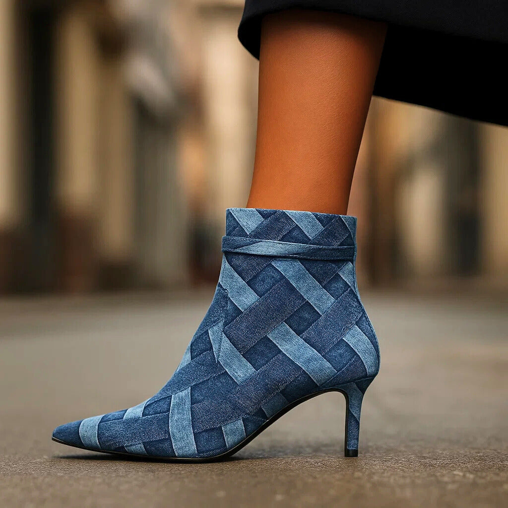 Danica | Woven Denim Heels