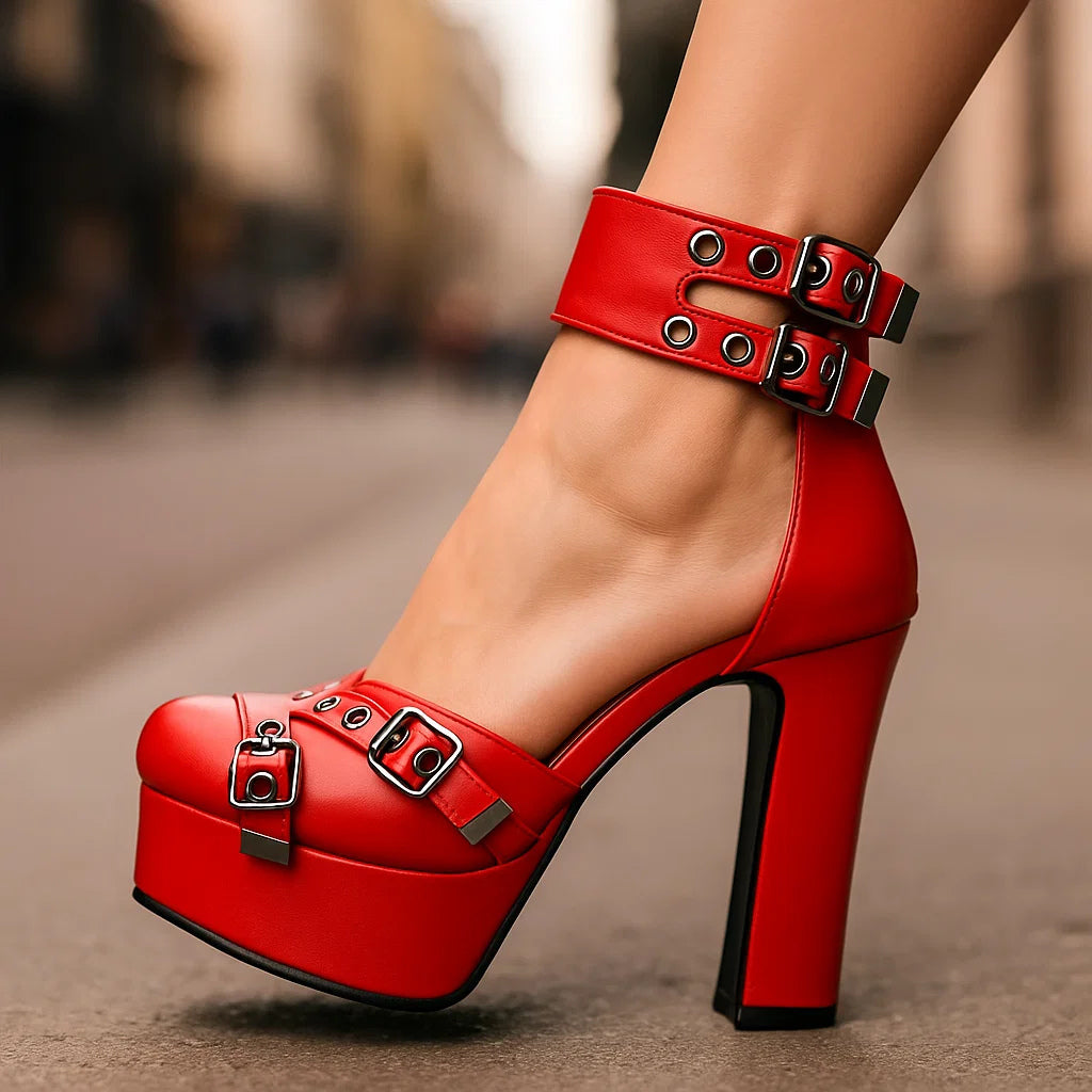 Jada | Buckle Platform Heels