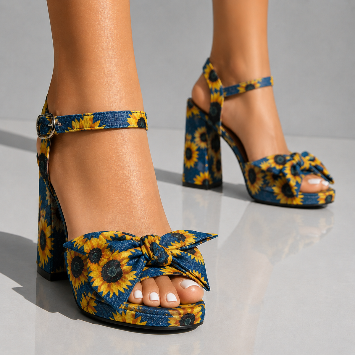 Bella | Sunflower Denim Heels