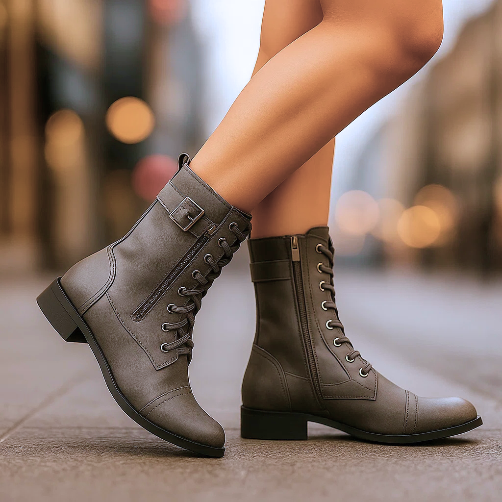 Ravyn | Buckle Lace-Up Ankle Boots