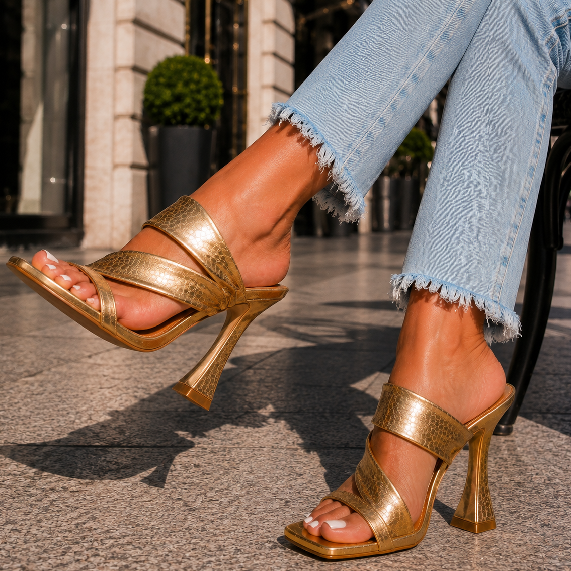 Serena | Crossover Strap Heeled Mules
