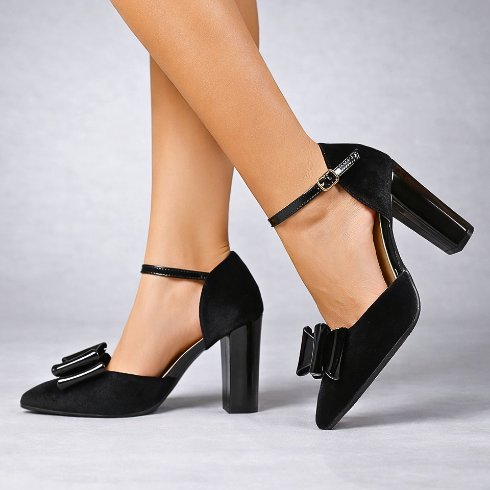 Lyla | Velvet Bow Heels