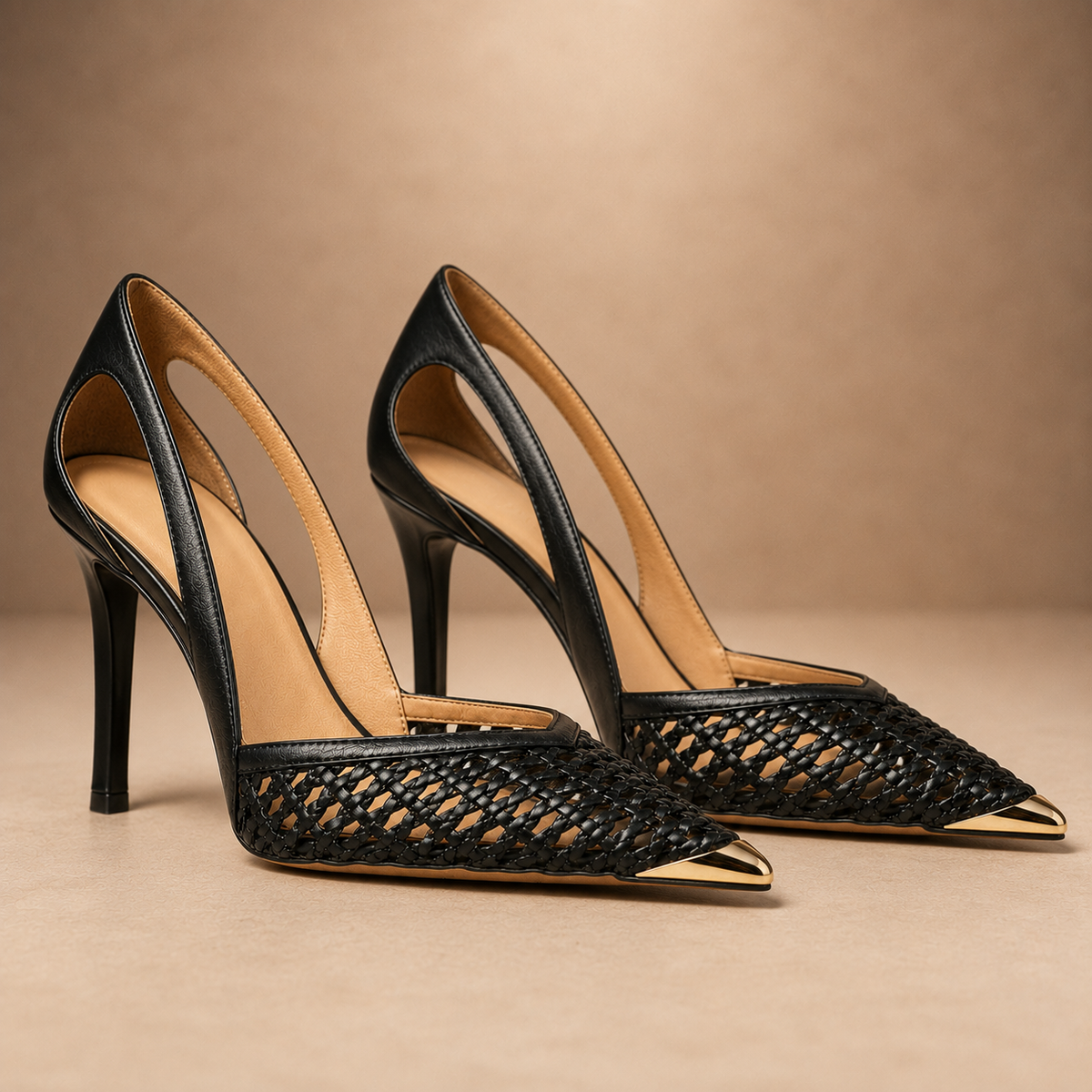 Valencia | Heels with Gold-Tone Toe Cap