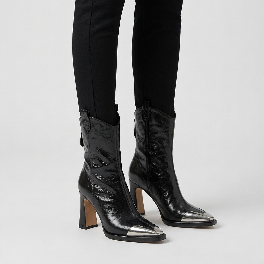 Viviana | Faux Leather Block Heel Ankle Boots