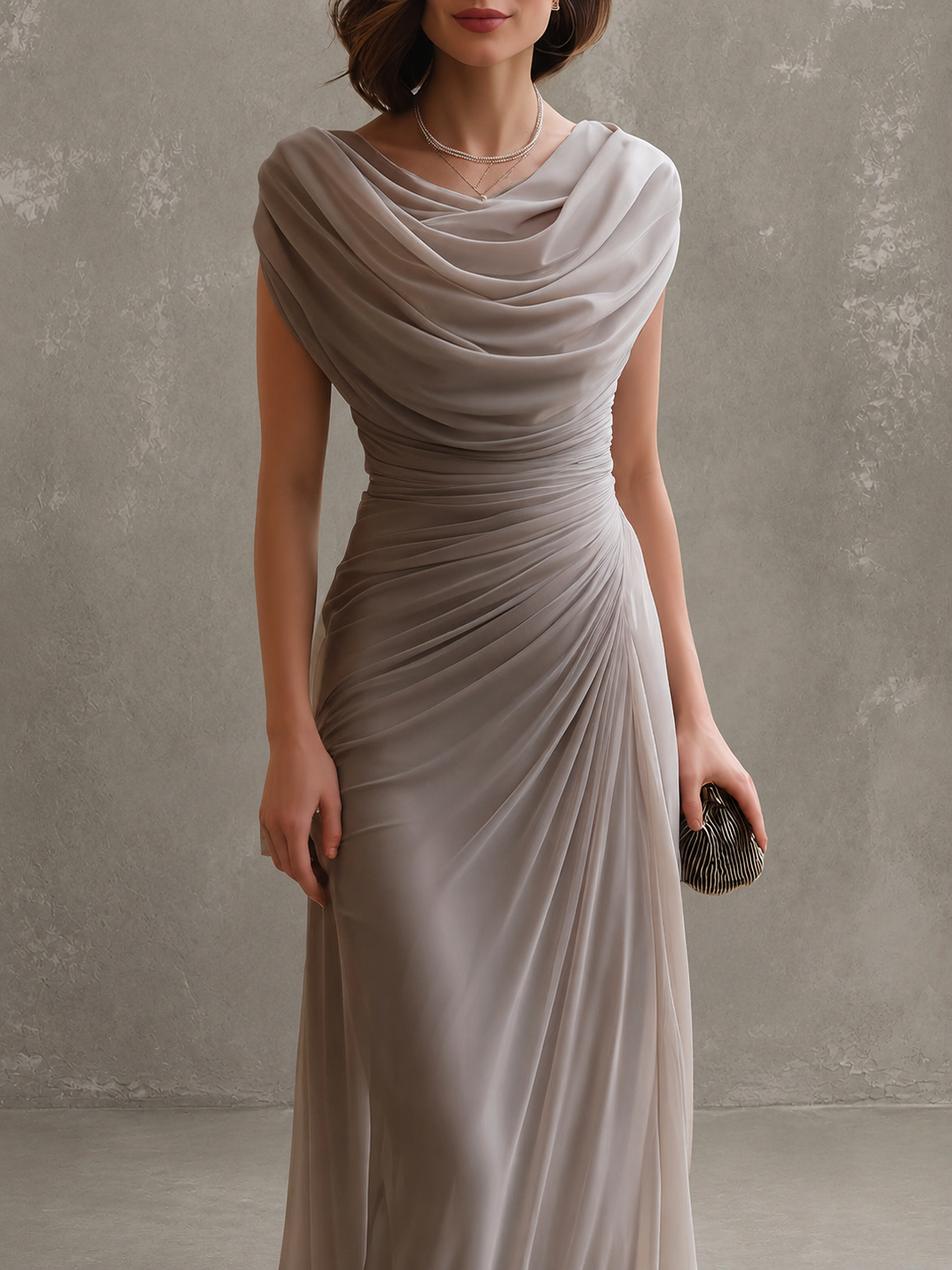 Yolanda | Draped Floor-Length Maxi Dress
