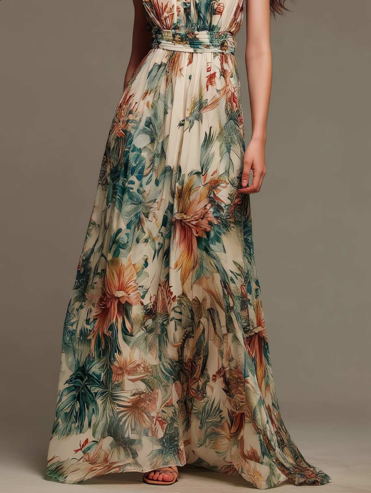 Daria | Tropical Garden Floral Maxi Dress