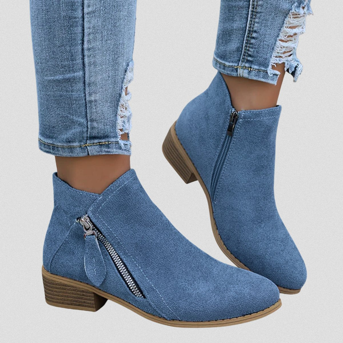 Olivia | Suede-Look Ankle Boots with Stable Block Heel
