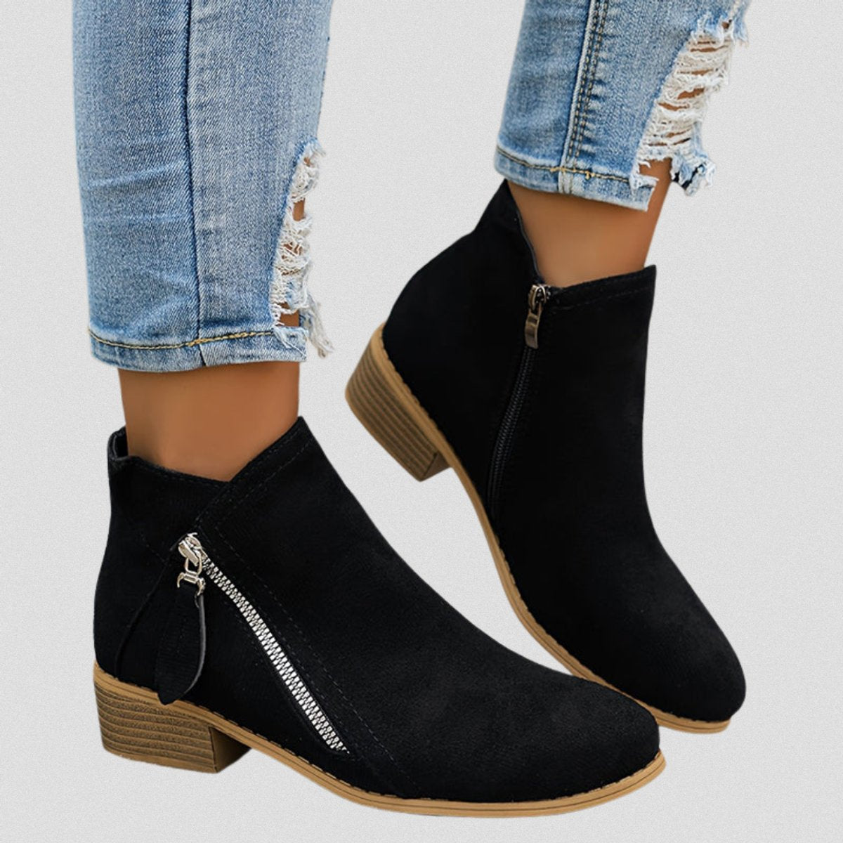 Olivia | Suede-Look Ankle Boots with Stable Block Heel